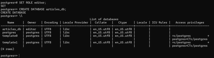 User in Postgresql 7